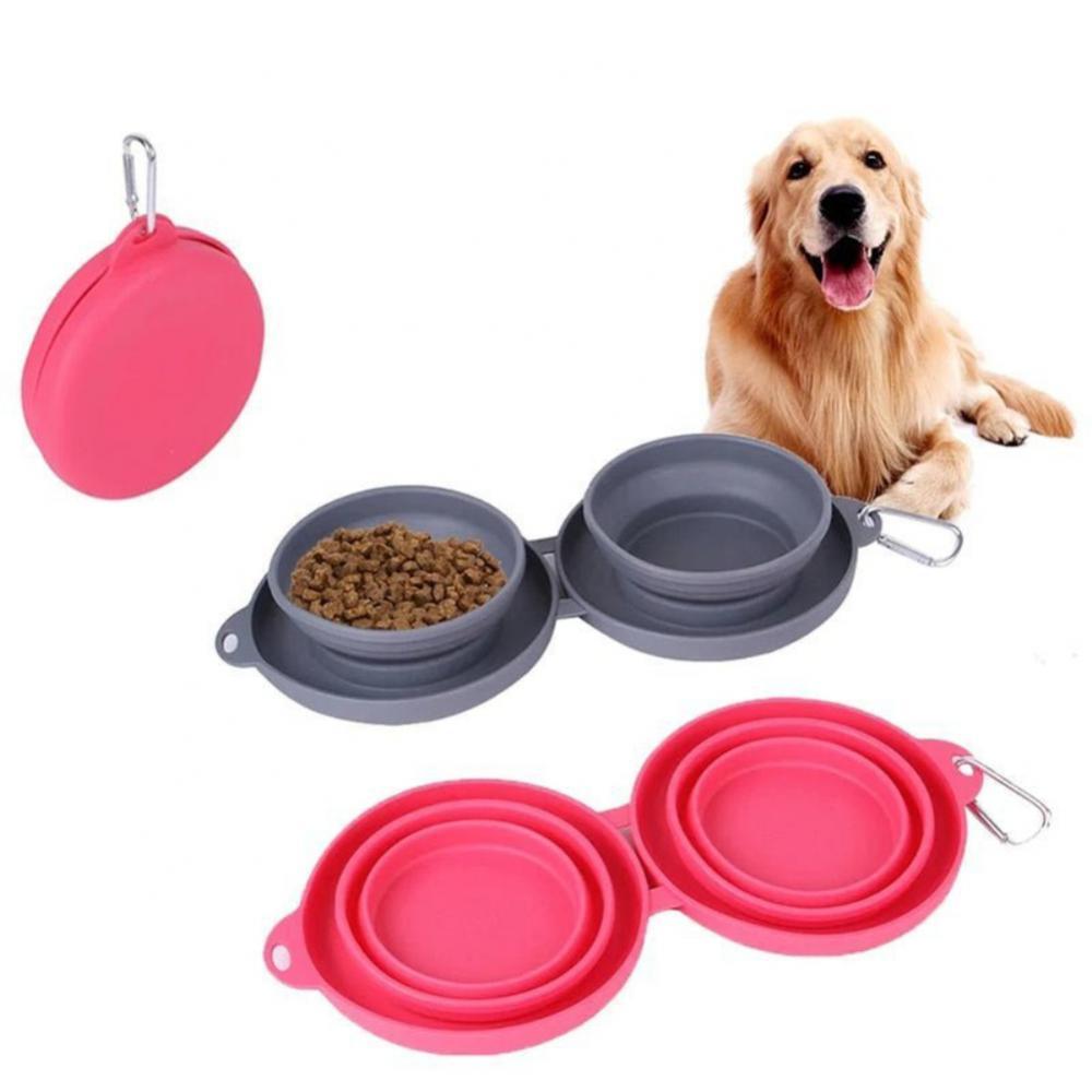 Foldable Double Bowl Pet Feeder