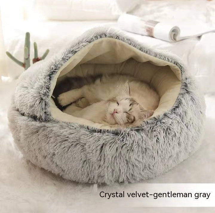 2-in-1 Plush Pet Winter Bed